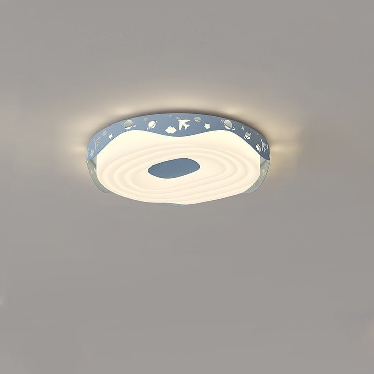Plafonnier LED pour chambre à coucher en forme de beignet avec animaux suspendus, en fer PE rond pour enfants nordiques contemporains 
