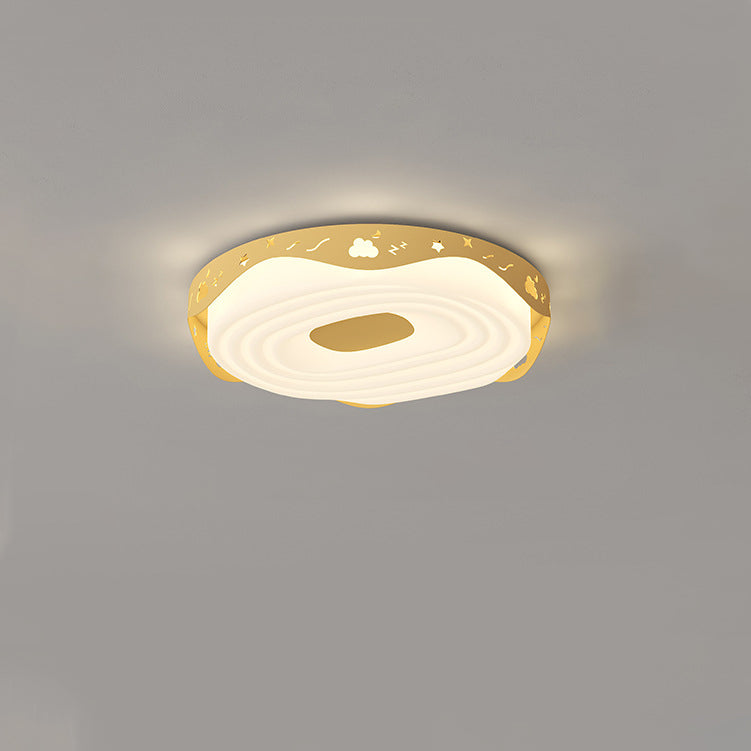 Plafonnier LED pour chambre à coucher en forme de beignet avec animaux suspendus, en fer PE rond pour enfants nordiques contemporains 