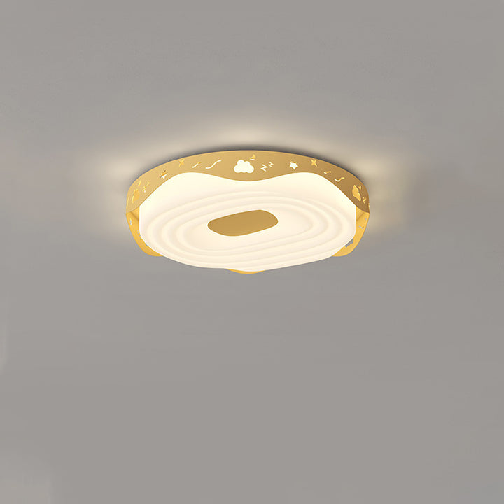 Plafonnier LED pour chambre à coucher en forme de beignet avec animaux suspendus, en fer PE rond pour enfants nordiques contemporains 