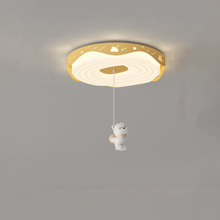 Plafonnier LED pour chambre à coucher en forme de beignet avec animaux suspendus, en fer PE rond pour enfants nordiques contemporains 