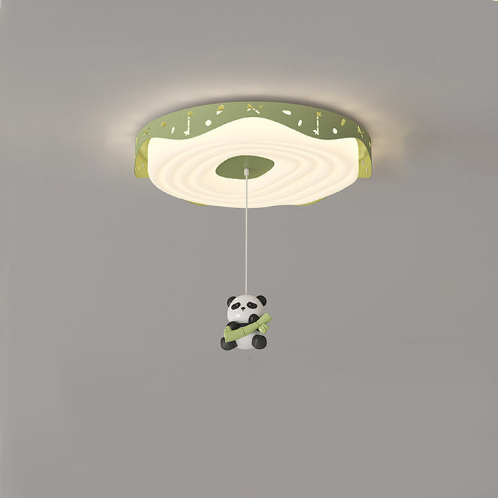 Plafonnier LED pour chambre à coucher en forme de beignet avec animaux suspendus, en fer PE rond pour enfants nordiques contemporains 