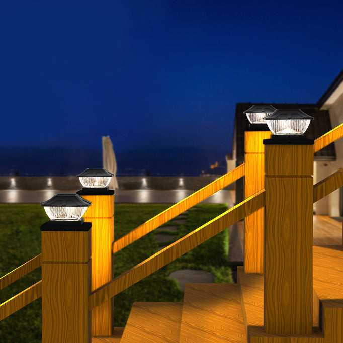 إضاءة خارجية LED بلاستيكية مقاومة للماء تعمل بالطاقة الشمسية بتصميم بسيط وحديث لإضاءة المناظر الطبيعية في الفناء الخارجي 