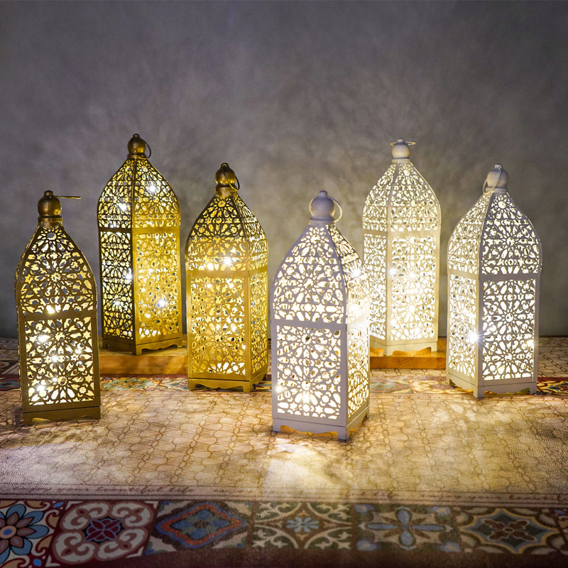 مصباح طاولة LED زخرفي على شكل فانوس مجوف من الحديد بوهيمي معاصر يعمل بالبطارية، ضوء ليلي لغرفة النوم 