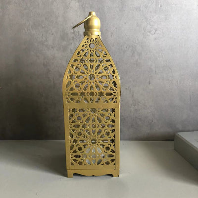 مصباح طاولة LED زخرفي على شكل فانوس مجوف من الحديد بوهيمي معاصر يعمل بالبطارية، ضوء ليلي لغرفة النوم 