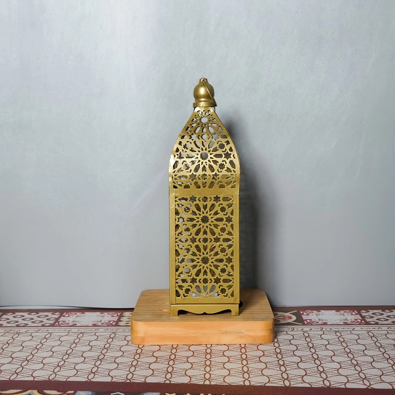 مصباح طاولة LED زخرفي على شكل فانوس مجوف من الحديد بوهيمي معاصر يعمل بالبطارية، ضوء ليلي لغرفة النوم 