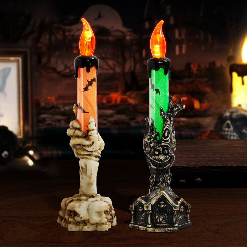 Contemporary Creative Battery Plastic Handheld Candle Skull Halloween Decoration LED Night Light For Bedroom