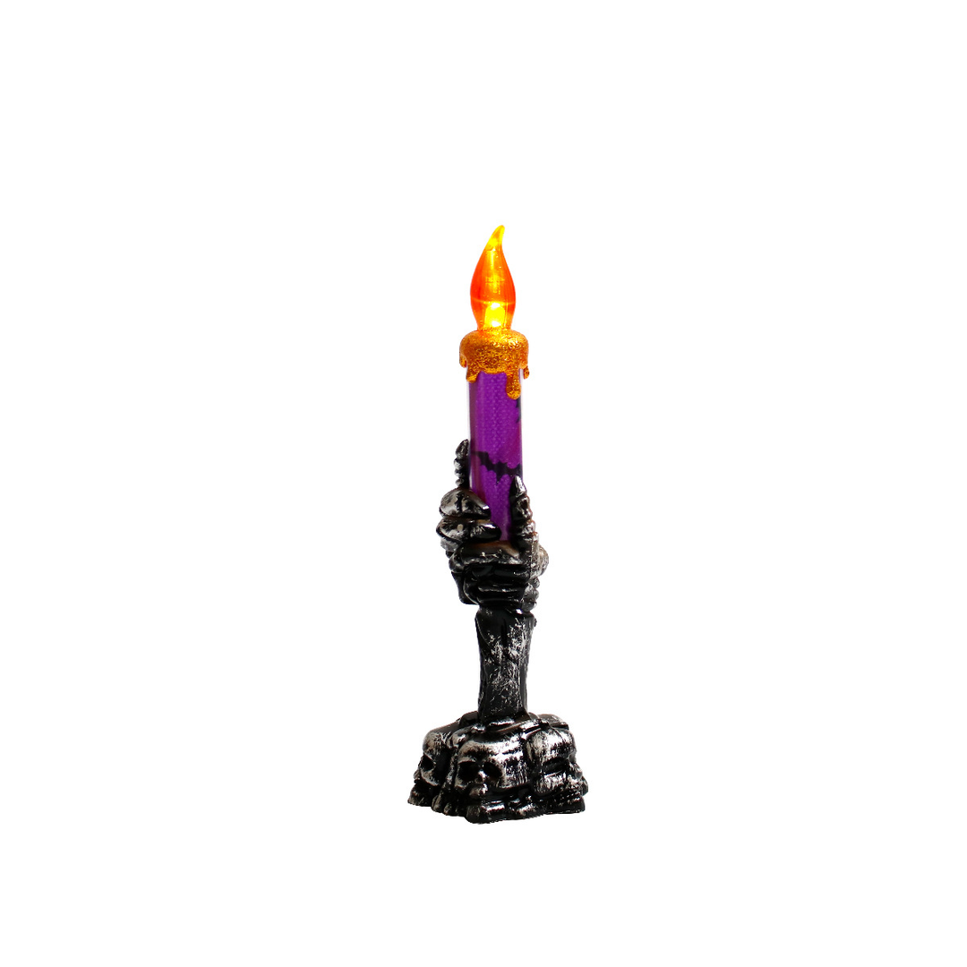 Vela de mano de plástico con batería creativa contemporánea, decoración de calavera de Halloween con luz LED para dormitorio 