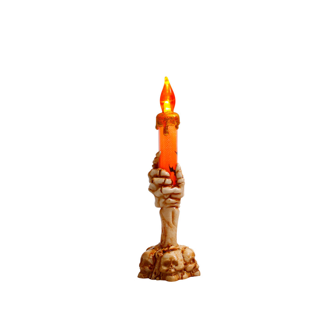 Vela de mano de plástico con batería creativa contemporánea, decoración de calavera de Halloween con luz LED para dormitorio 