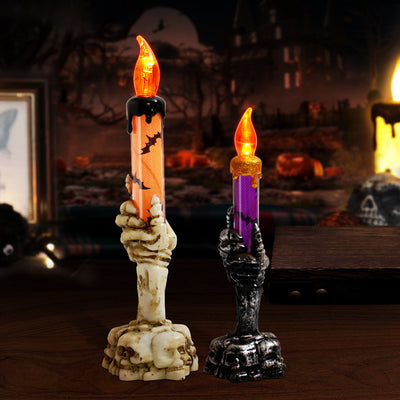 Contemporary Creative Battery Plastic Handheld Candle Skull Halloween Decoration LED Night Light For Bedroom