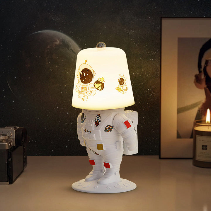 Lampe de Table LED Rechargeable Astronaute Lunaire Créative Contemporaine ABS PS pour Enfants Veilleuse pour Chambre 