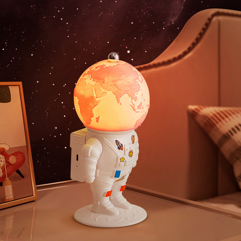 Lampe de Table LED Rechargeable Astronaute Lunaire Créative Contemporaine ABS PS pour Enfants Veilleuse pour Chambre 