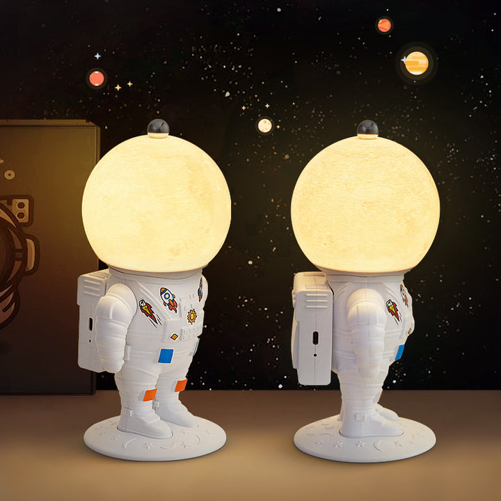 Lampe de Table LED Rechargeable Astronaute Lunaire Créative Contemporaine ABS PS pour Enfants Veilleuse pour Chambre 