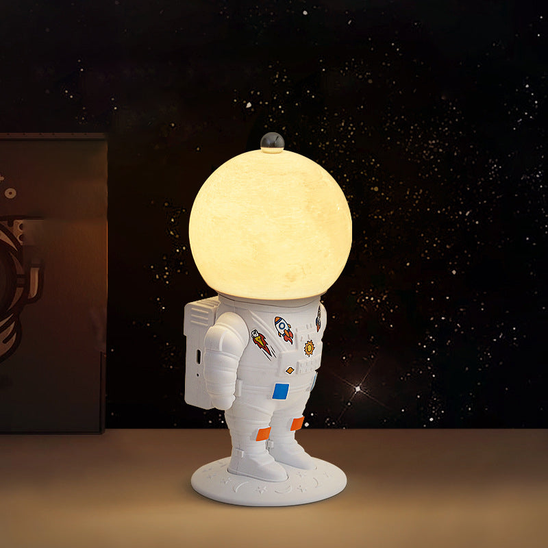 Lampe de Table LED Rechargeable Astronaute Lunaire Créative Contemporaine ABS PS pour Enfants Veilleuse pour Chambre 