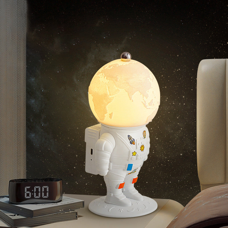 Lampe de Table LED Rechargeable Astronaute Lunaire Créative Contemporaine ABS PS pour Enfants Veilleuse pour Chambre 