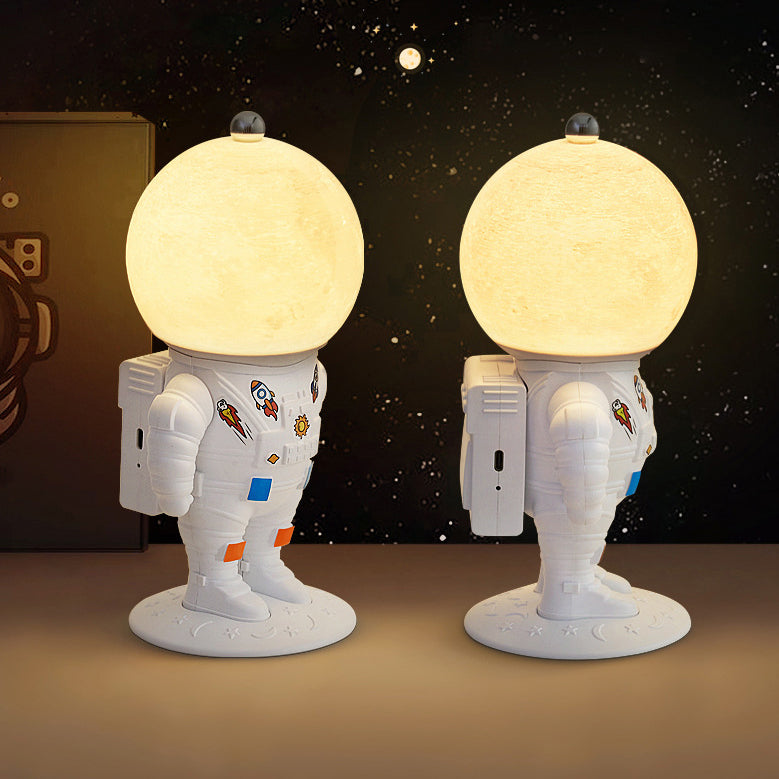 Lampe de Table LED Rechargeable Astronaute Lunaire Créative Contemporaine ABS PS pour Enfants Veilleuse pour Chambre 