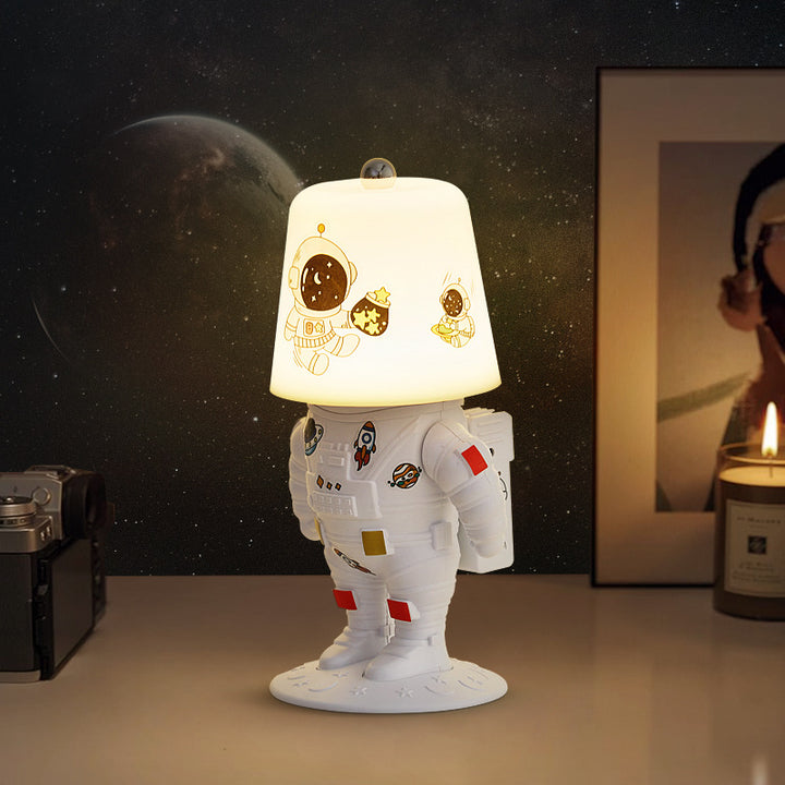 Lampe de Table LED Rechargeable Astronaute Lunaire Créative Contemporaine ABS PS pour Enfants Veilleuse pour Chambre 