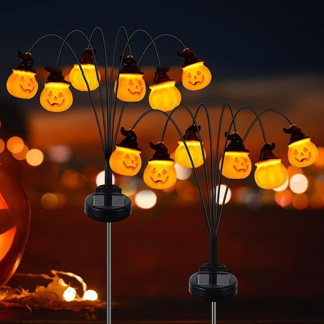 Moderne Art Deco Solar Wasserdichte PVC Edelstahl Kürbis Halloween Dekoration LED Außenleuchte Landschaftsbeleuchtung für Garten 