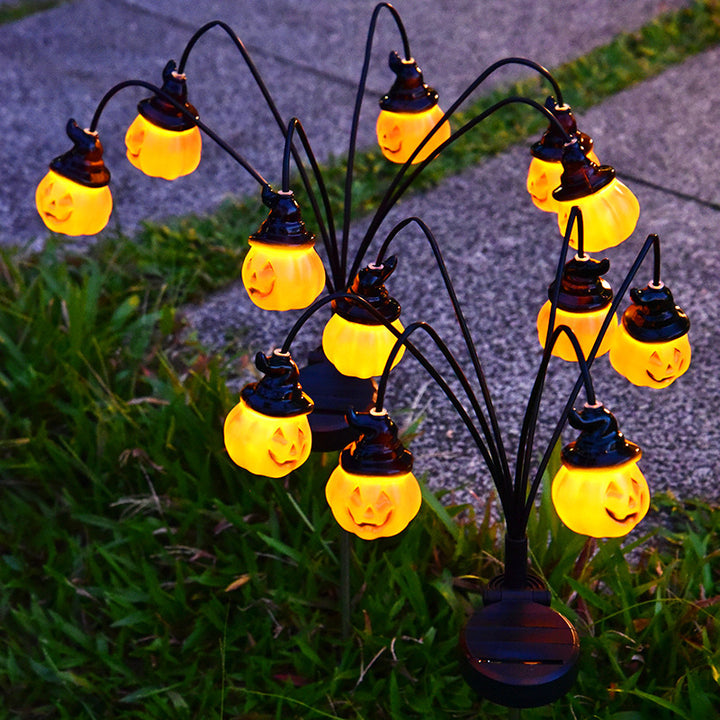 Moderne Art Deco Solar Wasserdichte PVC Edelstahl Kürbis Halloween Dekoration LED Außenleuchte Landschaftsbeleuchtung für Garten 