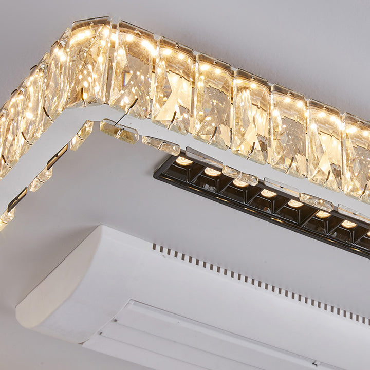 Moderner Luxus Edelstahl Acryl Kristall Runde Quadratische Rechteckige LED Deckenleuchte ohne Blätter Ventilatorlicht für Schlafzimmer 