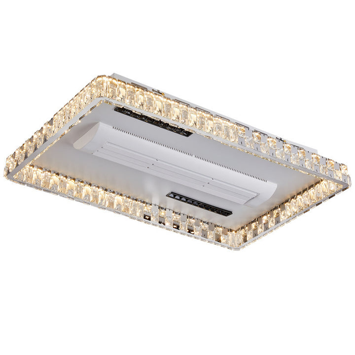 Moderner Luxus Edelstahl Acryl Kristall Runde Quadratische Rechteckige LED Deckenleuchte ohne Blätter Ventilatorlicht für Schlafzimmer 