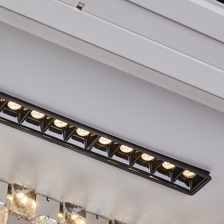 Moderner Luxus Edelstahl Acryl Kristall Runde Quadratische Rechteckige LED Deckenleuchte ohne Blätter Ventilatorlicht für Schlafzimmer 