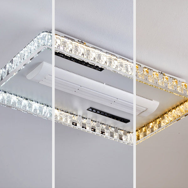 Moderner Luxus Edelstahl Acryl Kristall Runde Quadratische Rechteckige LED Deckenleuchte ohne Blätter Ventilatorlicht für Schlafzimmer 