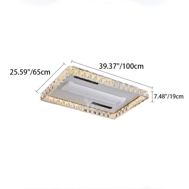Moderner Luxus Edelstahl Acryl Kristall Runde Quadratische Rechteckige LED Deckenleuchte ohne Blätter Ventilatorlicht für Schlafzimmer 