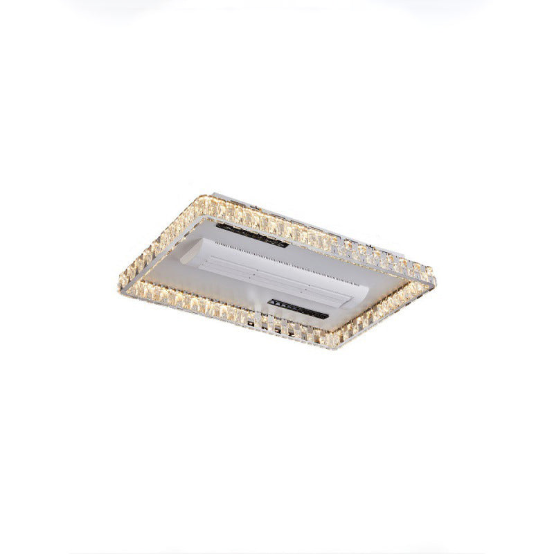 Moderner Luxus Edelstahl Acryl Kristall Runde Quadratische Rechteckige LED Deckenleuchte ohne Blätter Ventilatorlicht für Schlafzimmer 