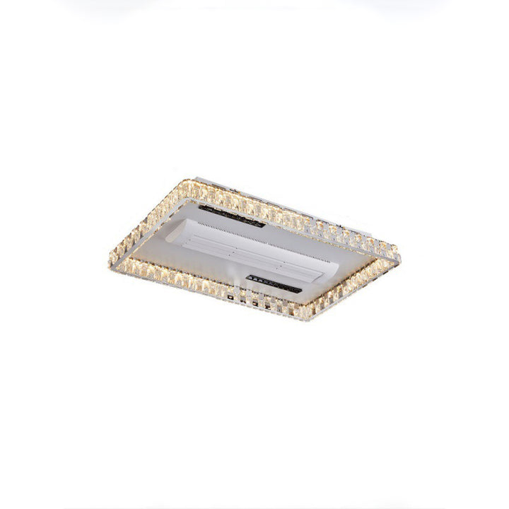 Moderner Luxus Edelstahl Acryl Kristall Runde Quadratische Rechteckige LED Deckenleuchte ohne Blätter Ventilatorlicht für Schlafzimmer 