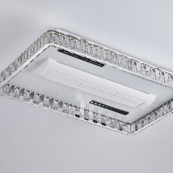 Moderner Luxus Edelstahl Acryl Kristall Runde Quadratische Rechteckige LED Deckenleuchte ohne Blätter Ventilatorlicht für Schlafzimmer 