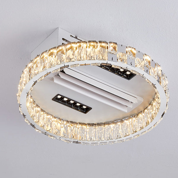 Moderner Luxus Edelstahl Acryl Kristall Runde Quadratische Rechteckige LED Deckenleuchte ohne Blätter Ventilatorlicht für Schlafzimmer 