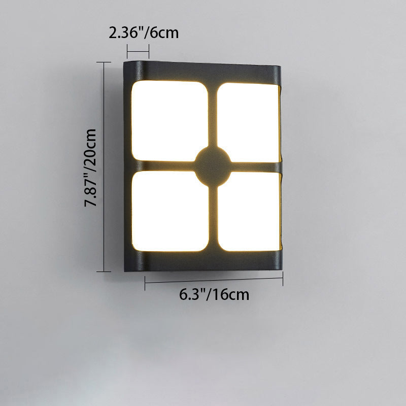 Moderne Einfachheit Wasserdichte Aluminium Acryl Rechteckige Geometrische LED Wandleuchte für den Außenbereich 