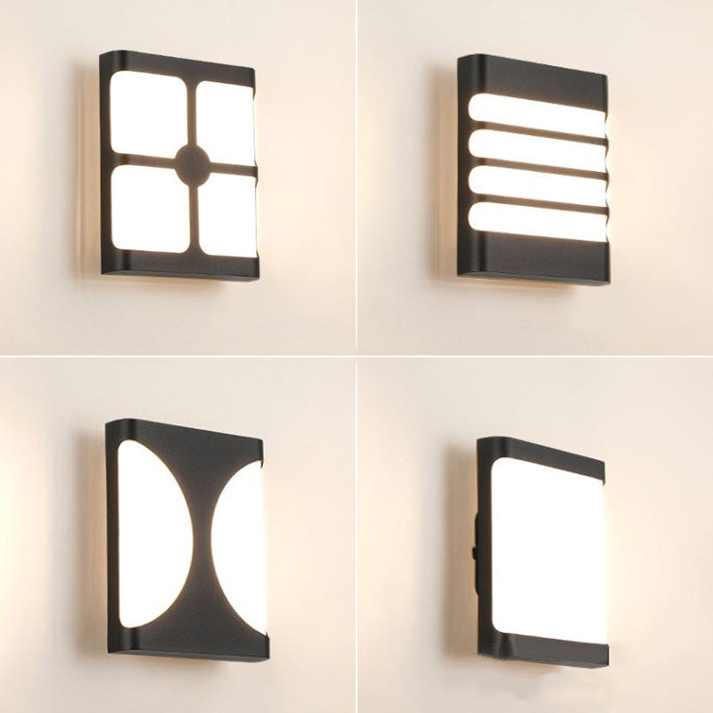 Moderne Einfachheit Wasserdichte Aluminium Acryl Rechteckige Geometrische LED Wandleuchte für den Außenbereich 