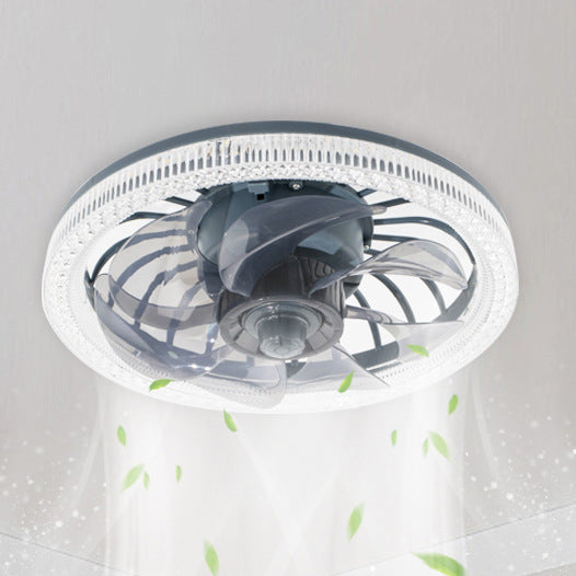 Moderne Einfachheit PP PS Imitation Kristall Runde LED Deckenventilator Lampe Für Schlafzimmer 