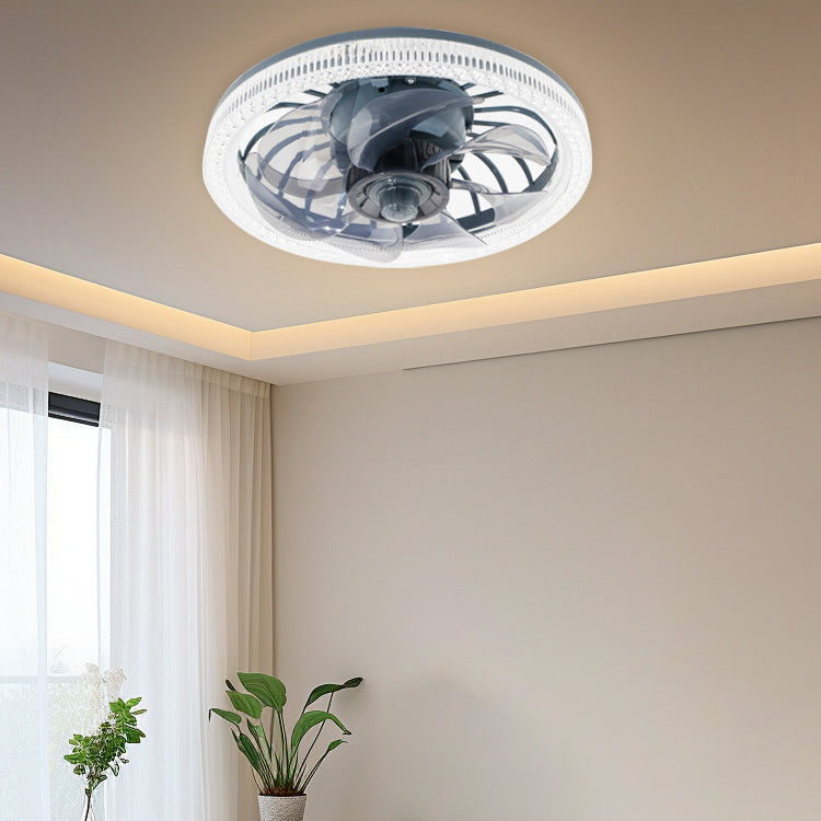 Moderne Einfachheit PP PS Imitation Kristall Runde LED Deckenventilator Lampe Für Schlafzimmer 
