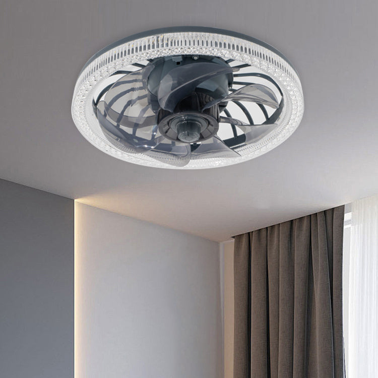 Moderne Einfachheit PP PS Imitation Kristall Runde LED Deckenventilator Lampe Für Schlafzimmer 