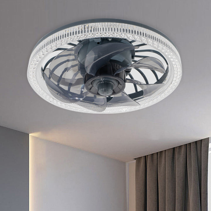Moderne Einfachheit PP PS Imitation Kristall Runde LED Deckenventilator Lampe Für Schlafzimmer 