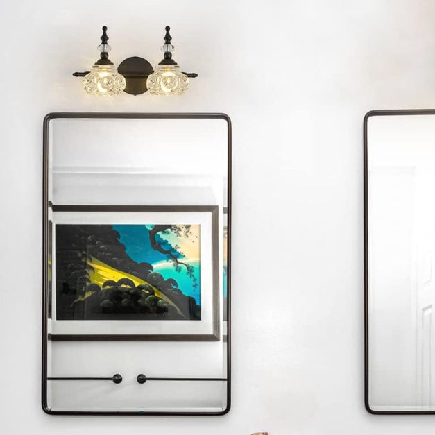 Applique Murale Contemporaine Rétro en Fer et Verre Rond Pétale 1/2/3/4 Lumière pour Salle de Bain 