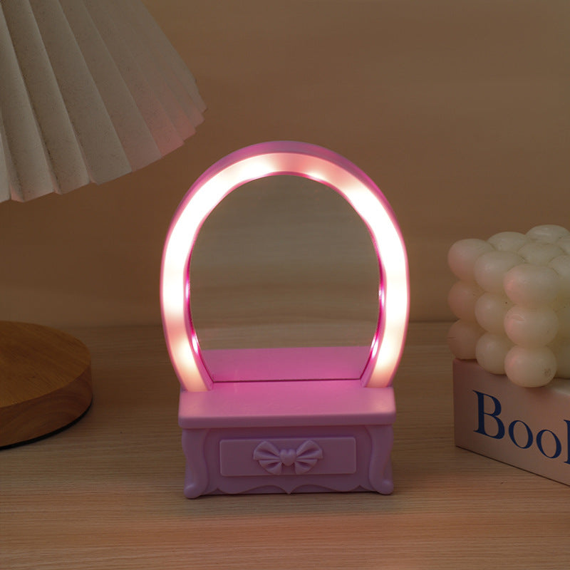 Zeitgenössische kreative Batterie Kunststoff Spiegel Blume LED Tischlampe Nachtlicht für Schlafzimmer 