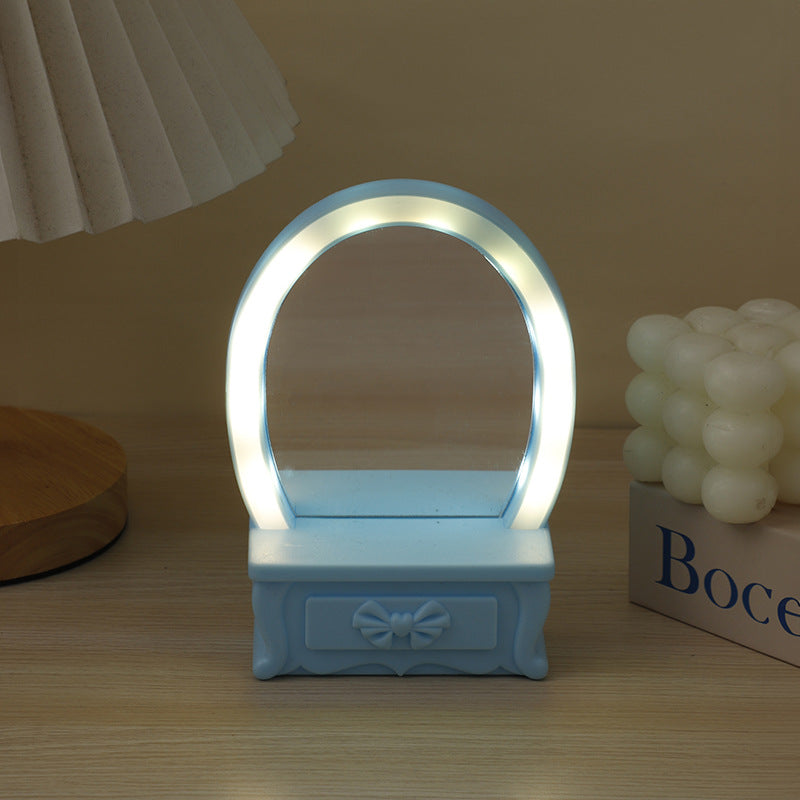 Zeitgenössische kreative Batterie Kunststoff Spiegel Blume LED Tischlampe Nachtlicht für Schlafzimmer 