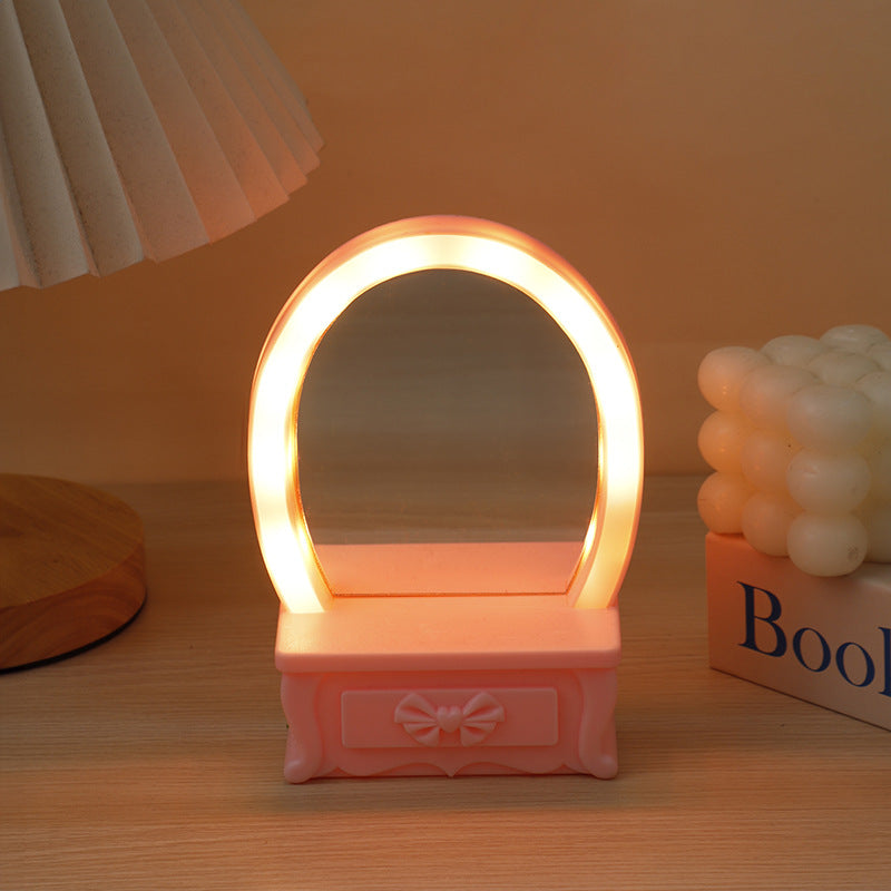 Zeitgenössische kreative Batterie Kunststoff Spiegel Blume LED Tischlampe Nachtlicht für Schlafzimmer 
