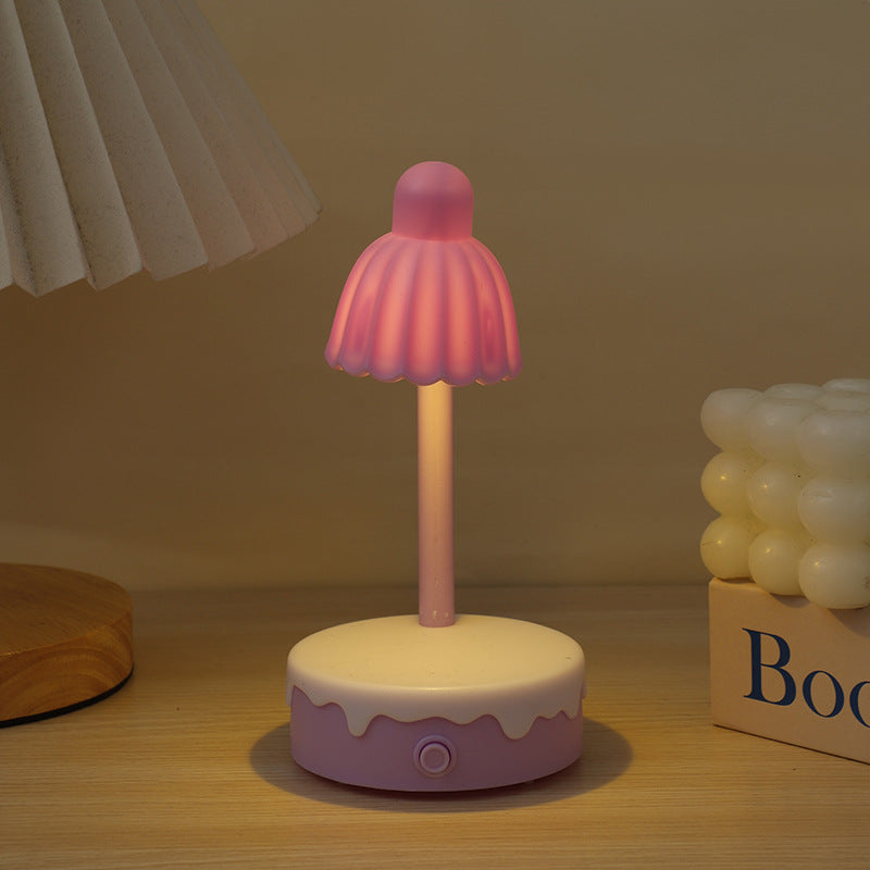 Zeitgenössische kreative Batterie Kunststoff Spiegel Blume LED Tischlampe Nachtlicht für Schlafzimmer 