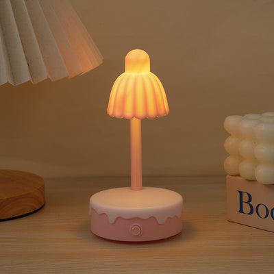 Zeitgenössische kreative Batterie Kunststoff Spiegel Blume LED Tischlampe Nachtlicht für Schlafzimmer 