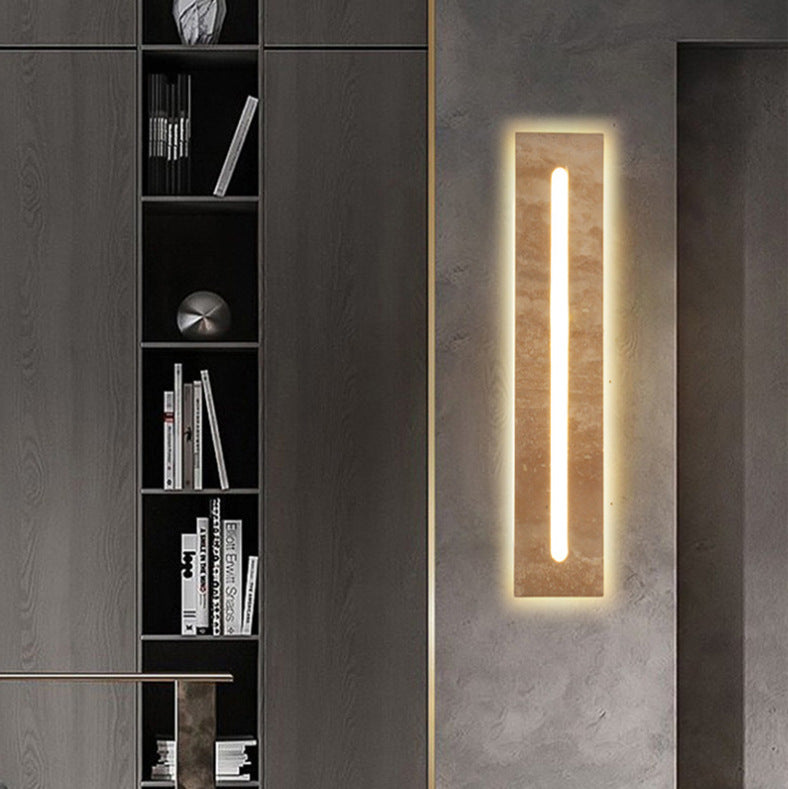 Contemporary Nordic Waterproof Travertine Acrylic Rectangular Strip LED Wall Sconce Lamp For Outdoor Patio