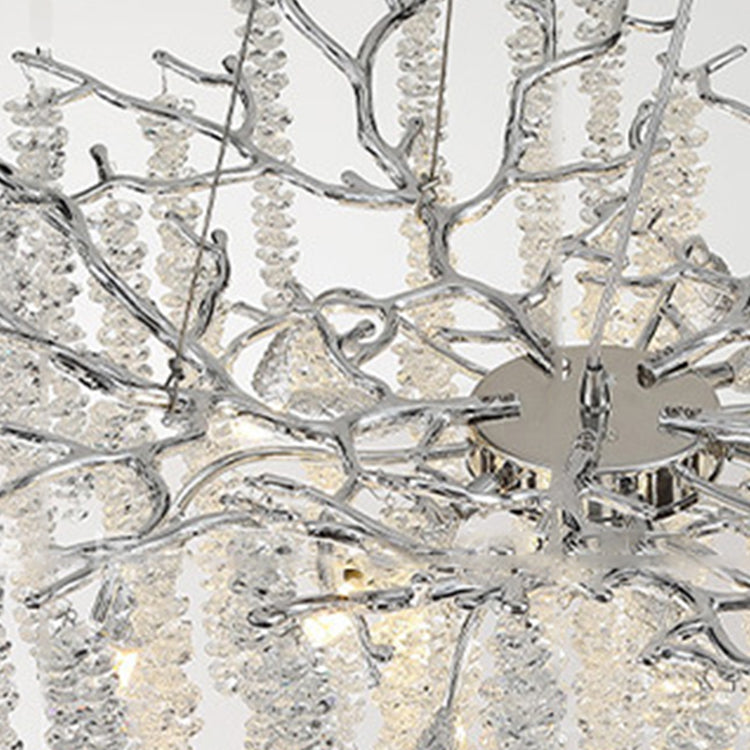 Modern Luxury Aluminum Crystal Branch Linear Tassel 6/8 Light Chandeliers For Living Room