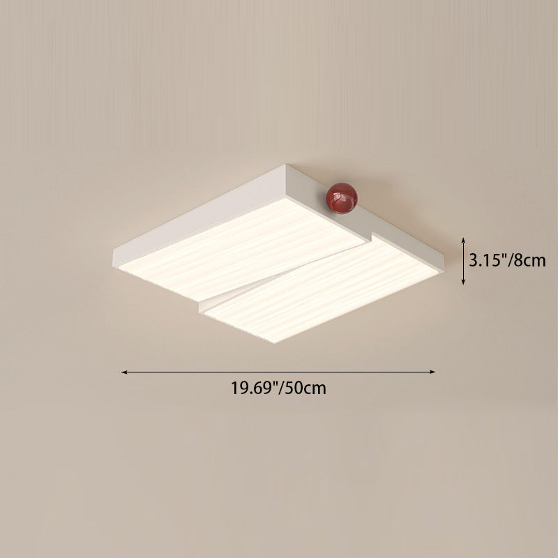 Zeitgenössische Nordic Iron PVC Runde Quadrat Welle Textur Kugel LED Deckenleuchte für Schlafzimmer 