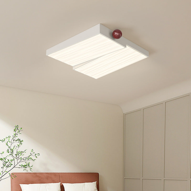 Zeitgenössische Nordic Iron PVC Runde Quadrat Welle Textur Kugel LED Deckenleuchte für Schlafzimmer 
