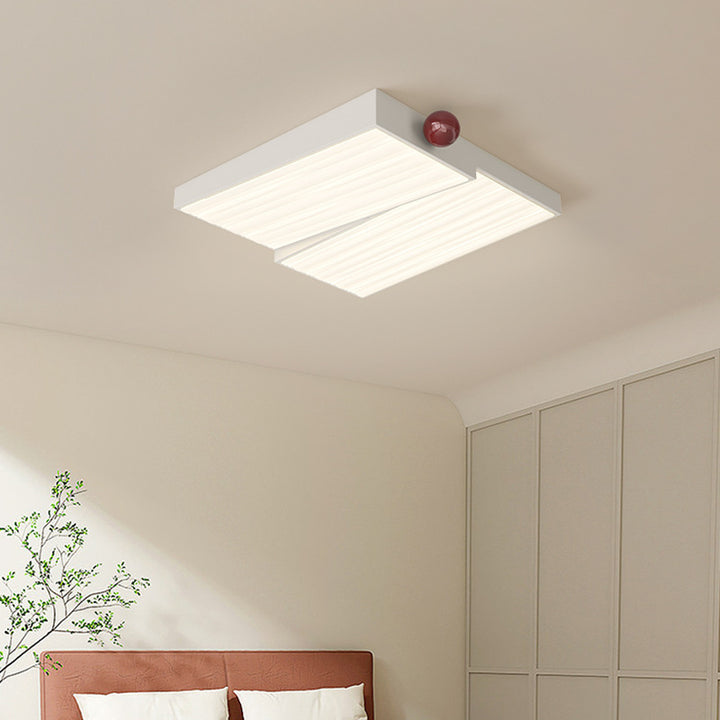 Zeitgenössische Nordic Iron PVC Runde Quadrat Welle Textur Kugel LED Deckenleuchte für Schlafzimmer 