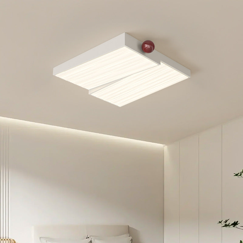 Zeitgenössische Nordic Iron PVC Runde Quadrat Welle Textur Kugel LED Deckenleuchte für Schlafzimmer 