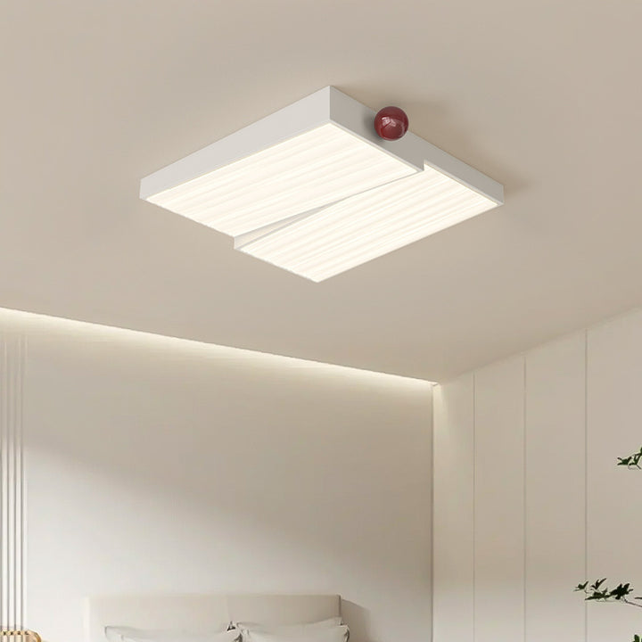 Zeitgenössische Nordic Iron PVC Runde Quadrat Welle Textur Kugel LED Deckenleuchte für Schlafzimmer 
